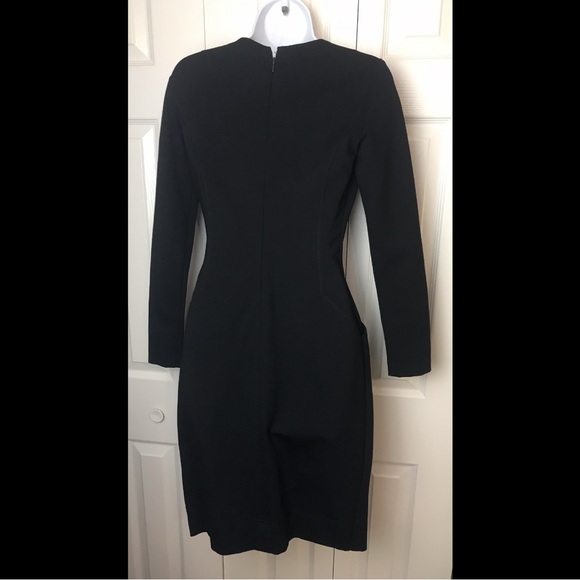 LAUREN Ralph Lauren Ponte Knit Dress Genuine Lamb Leather Trim Career Workwear - Picture 5 of 8